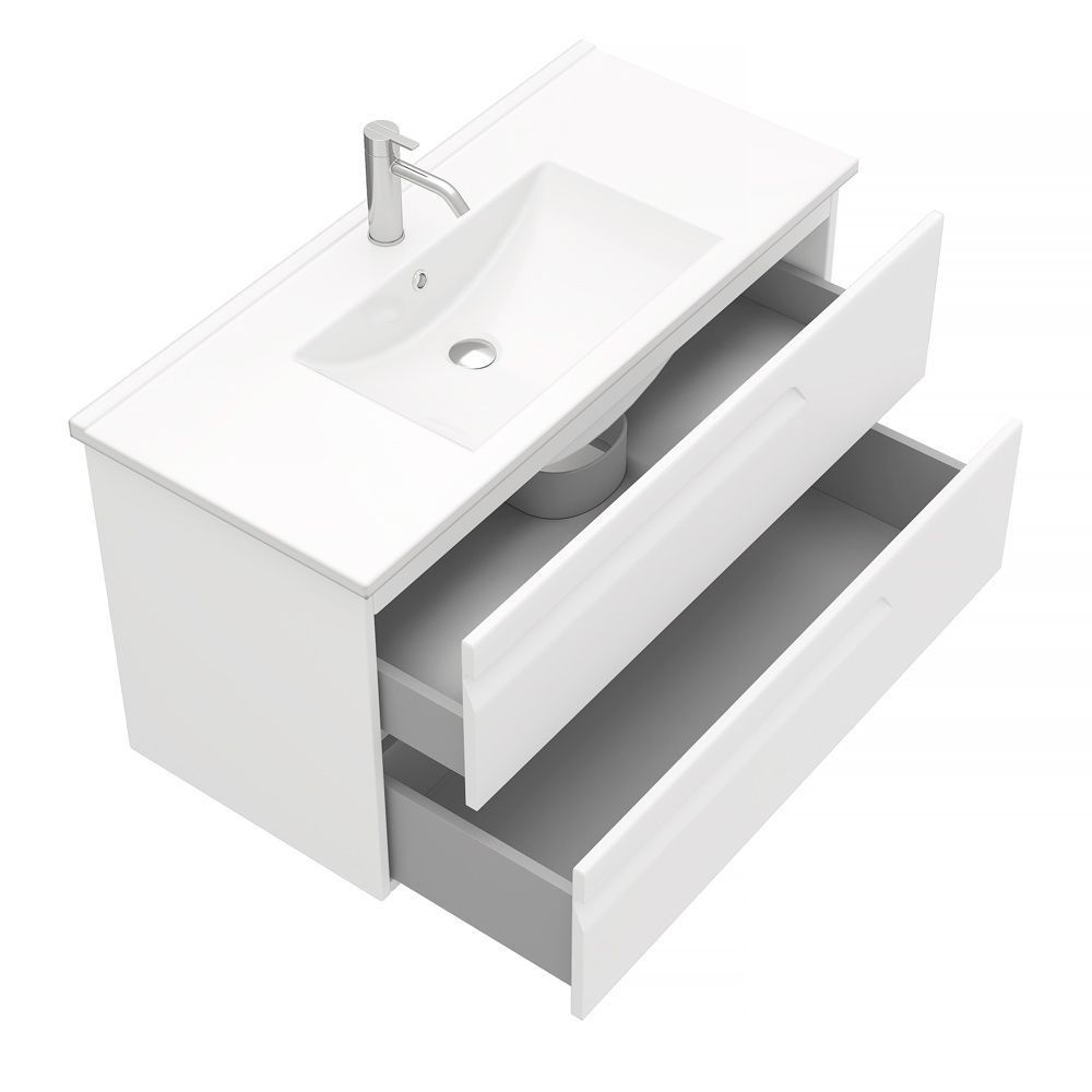 Тумба подвесная Laparet Atlas 100 под умывальник Creavit Su 100, белый матовый фото-3 Тумба подвесная Laparet Atlas 100 под умывальник Creavit Su 100, белый матовый фото-3