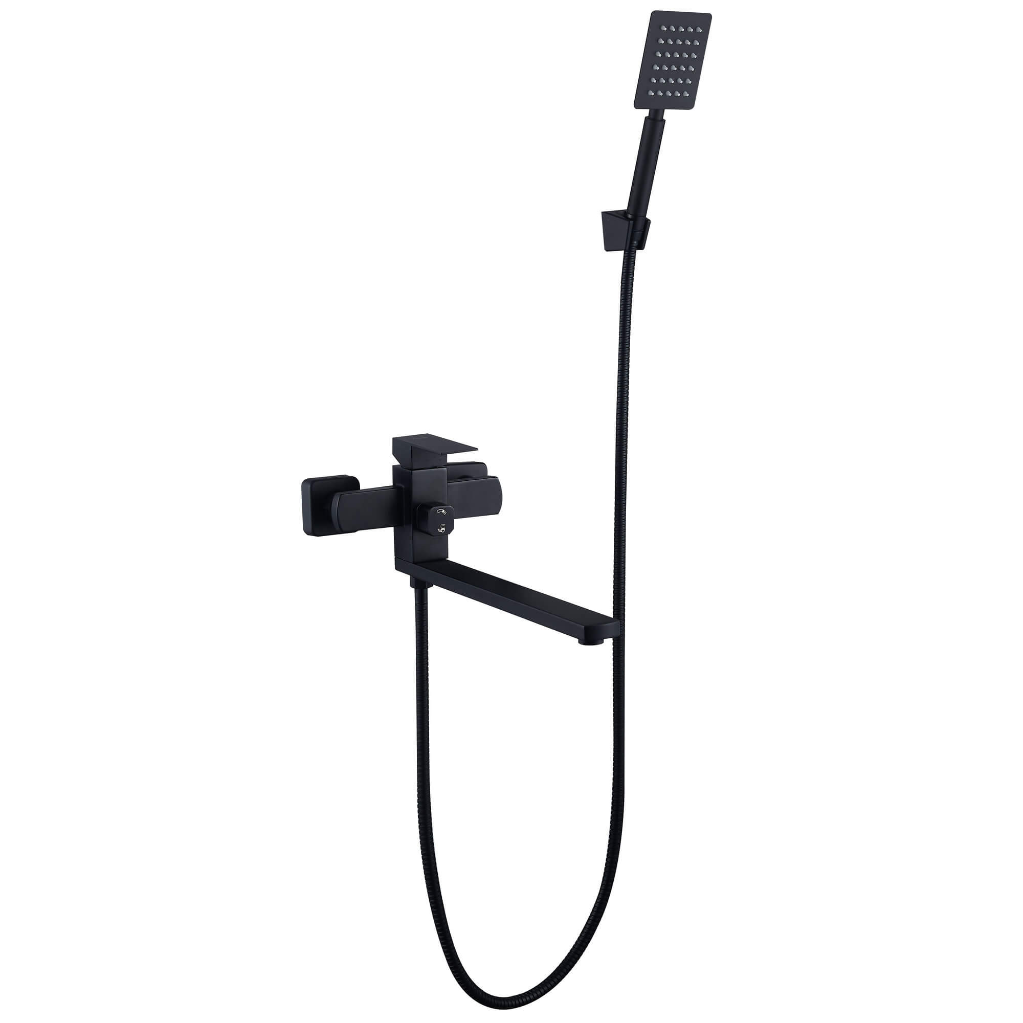 Смеситель для ванны Ligeya S3024 с душем одноручный с плоским изливом черный, нерж. фото-4 Смеситель для ванны Ligeya S3024 с душем одноручный с плоским изливом черный, нерж. фото-4