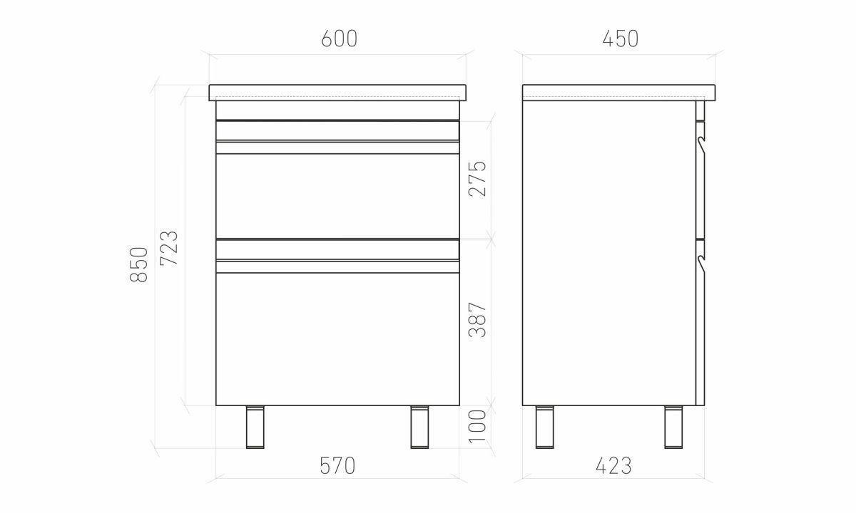 Тумба напольная Laparet Venus 60 под умывальник Creavit Ideal 60, ультра белый глянец фото-4
