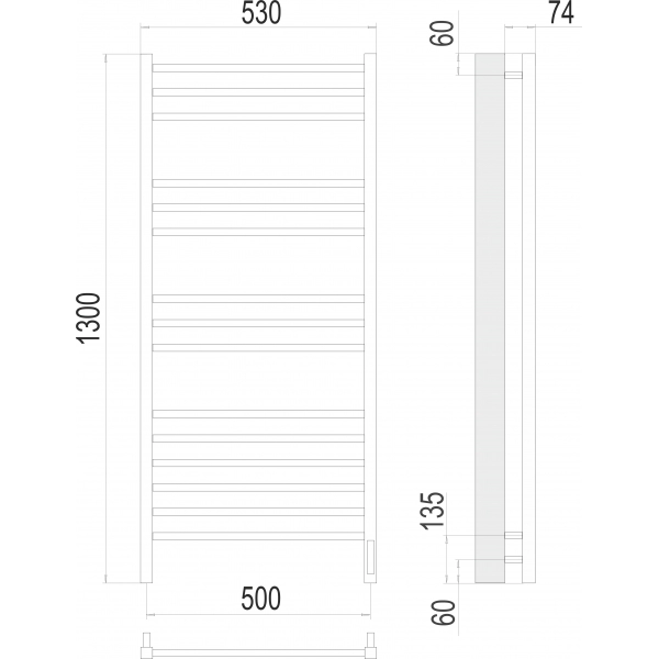 Полотенцесушитель Terminus «Сицилия» П15 500x1300 электро (sensor quick touch) фото-3
