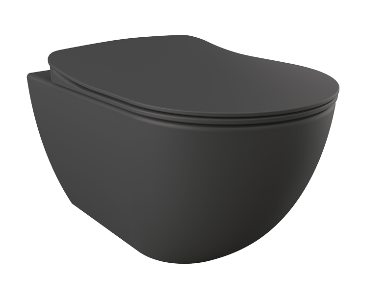 Унитаз подвесной Creavit Free безободковый, антрацит матовый, без сиденья - фото1