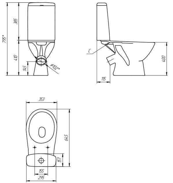 Унитаз-компакт Cersanit FLAVIS 031 3/6л. (косой вып, дюр. сид. slim, lifting, easy-off, ниж. под.) белый, 1с - фото2