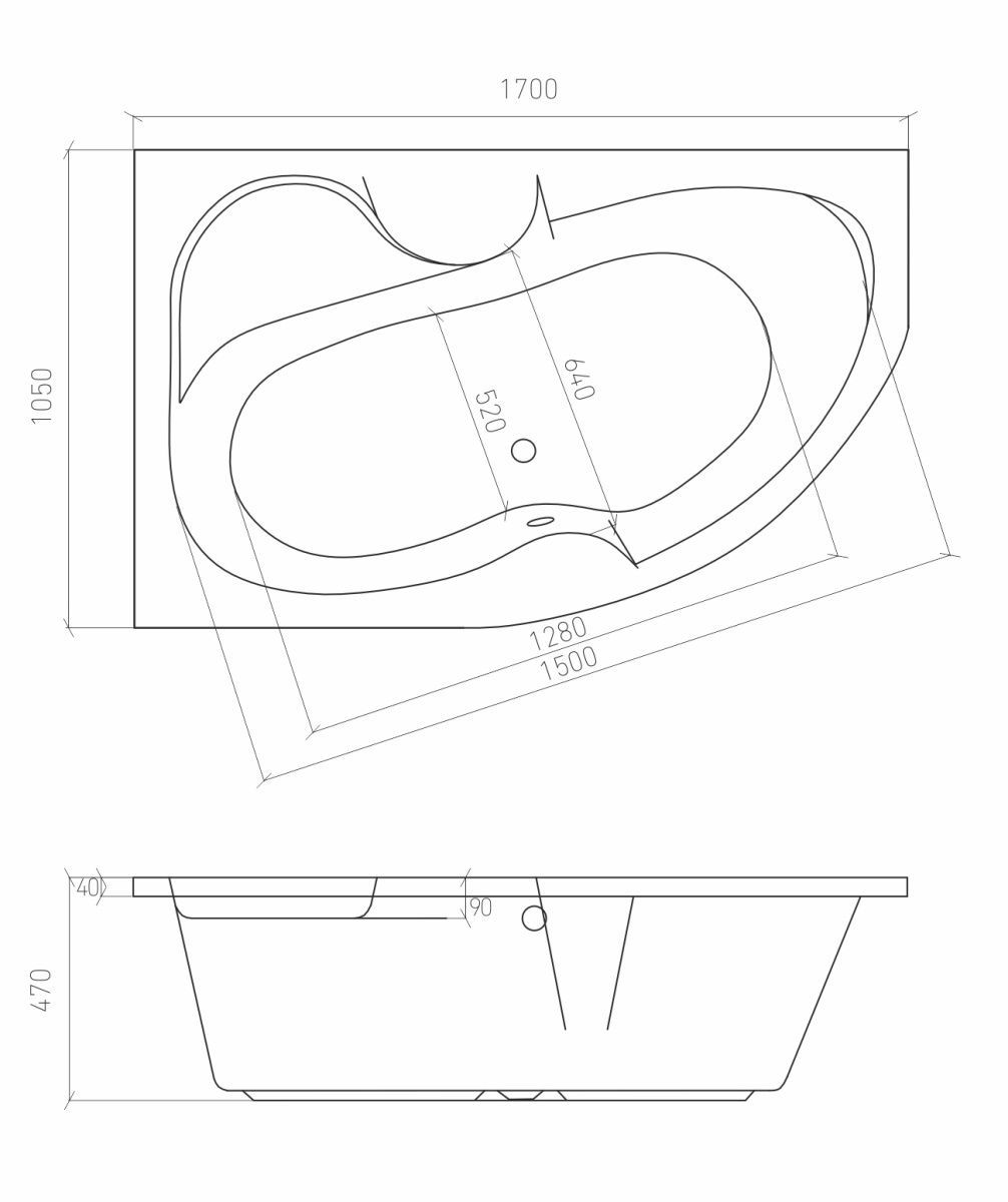 Ванна акриловая Bonito Home Arizona Standart левая 170х105 с ножками + панель для ванны фото-3