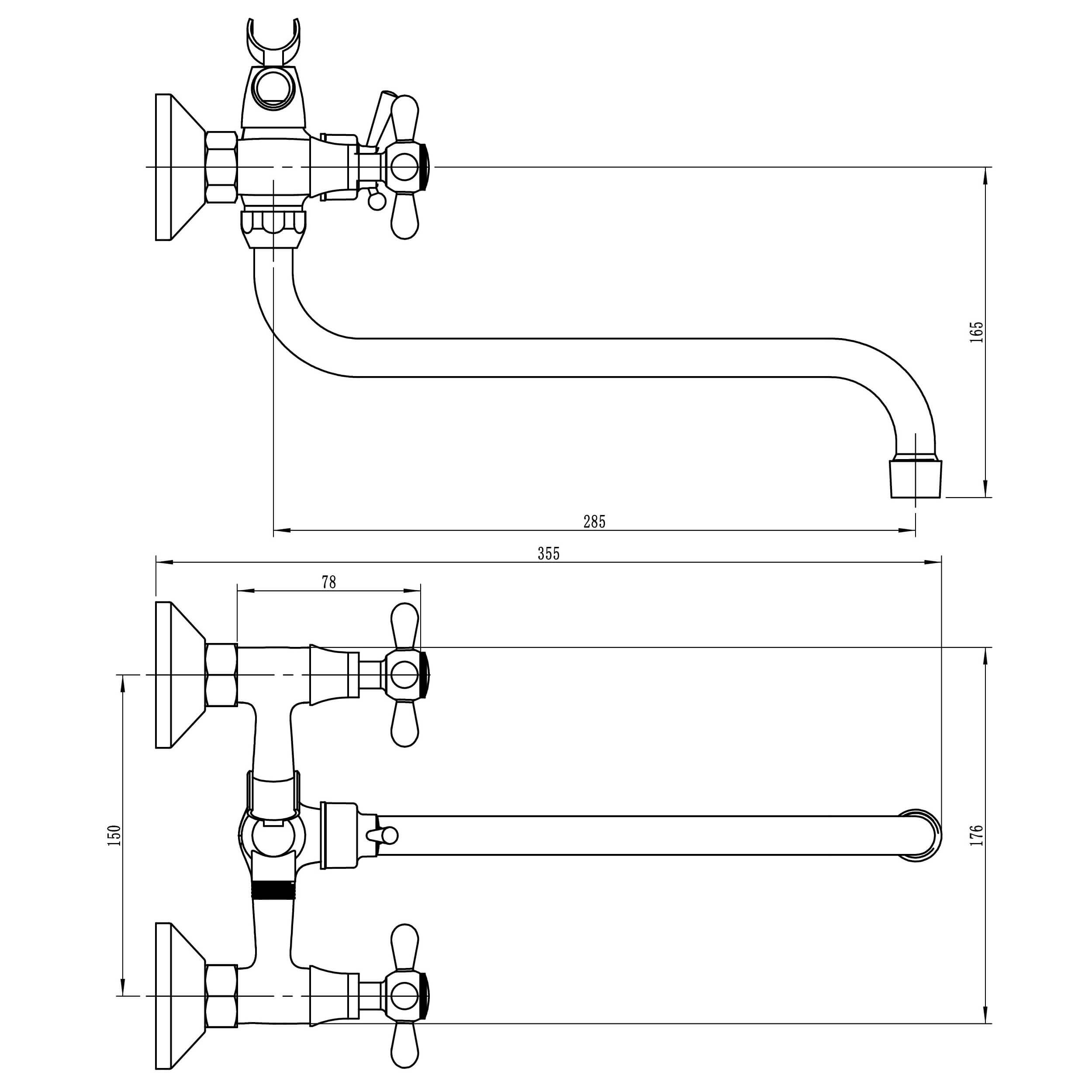 Смеситель универсальный с круглым изливом и переключателем для душа Ligeya S22-065 фото-4 Смеситель универсальный с круглым изливом и переключателем для душа Ligeya S22-065 фото-4