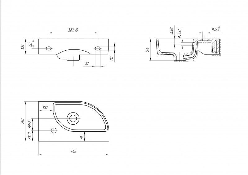 Умывальник CeraStyle Cameo 45 левый белый - фото2