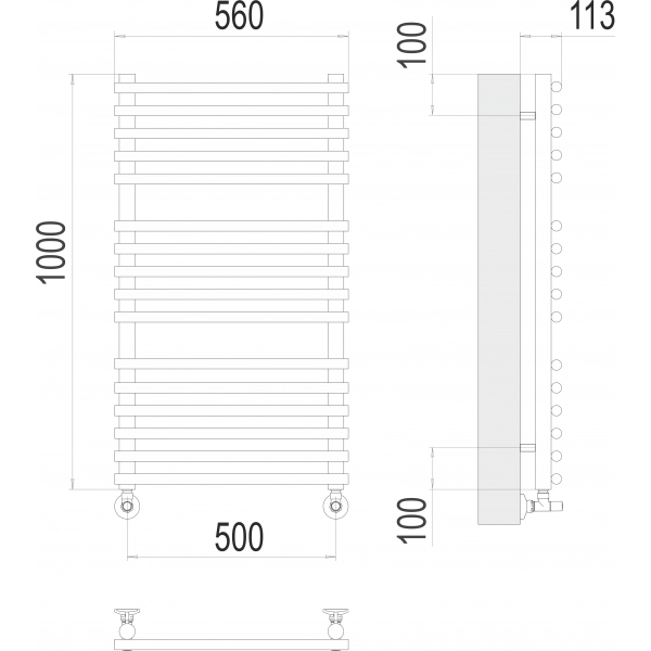 Полотенцесушитель Terminus «Кремона» П16 500х1000, Хром - фото2