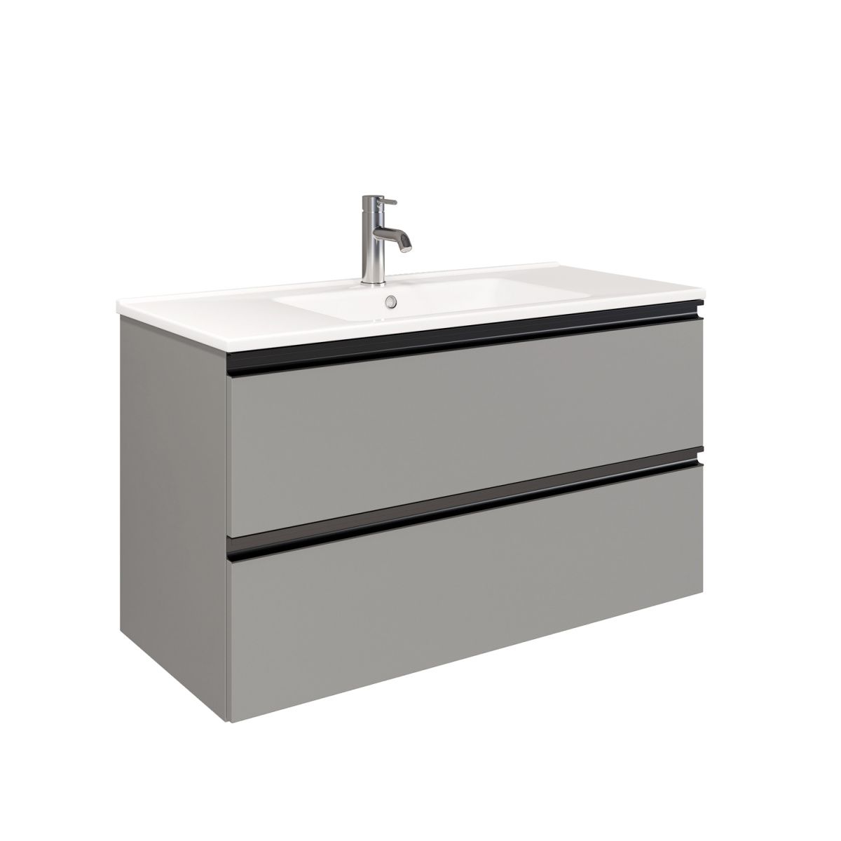 Тумба подвесная Laparet Felis 100 под умывальник CeraStyle Arte 100, матовая сталь - фото1