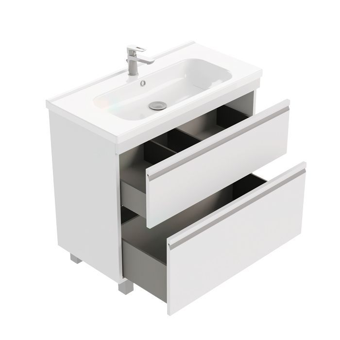 Тумба напольная Laparet Venus 90 под умывальник Creavit Ideal 90, ультра белый глянец фото-3