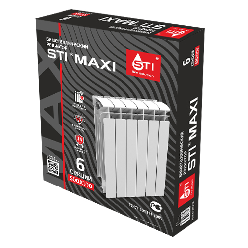 Биметаллический радиатор STI MAXI 500/100 6 сек. фото-3 Биметаллический радиатор STI MAXI 500/100 6 сек. фото-3