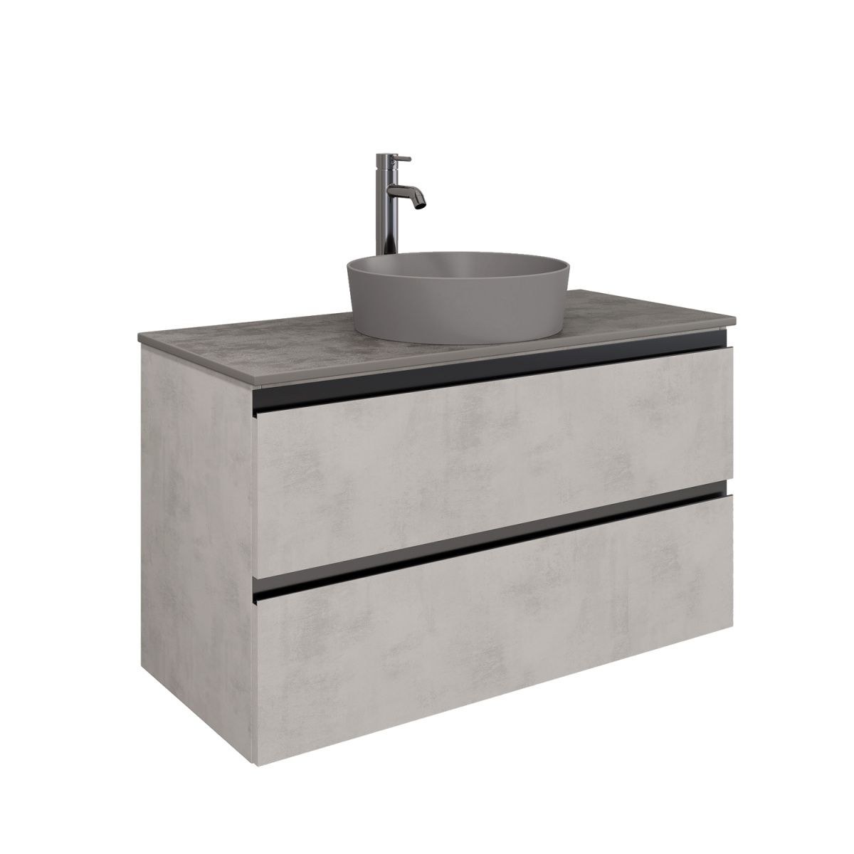 Тумба подвесная Laparet Electra 100 со столешницей, серебро/цинк Нирвана - фото1 Тумба подвесная Laparet Electra 100 со столешницей, серебро/цинк Нирвана - фото1