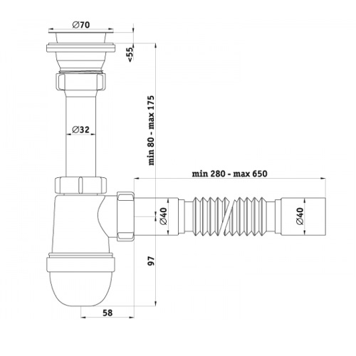 С0105/S0105 Сифон для умывальника 1½"х40 - фото