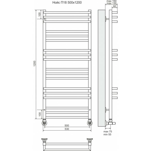 Полотенцесушитель “Terminus” Нойс П18 500х1200 фото-3