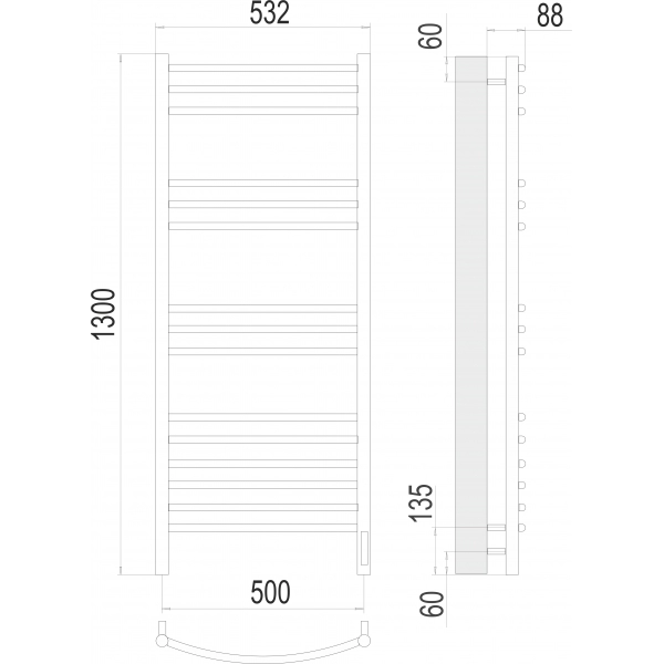 Полотенцесушитель Terminus Классик П15 500х1300 электро фото-3