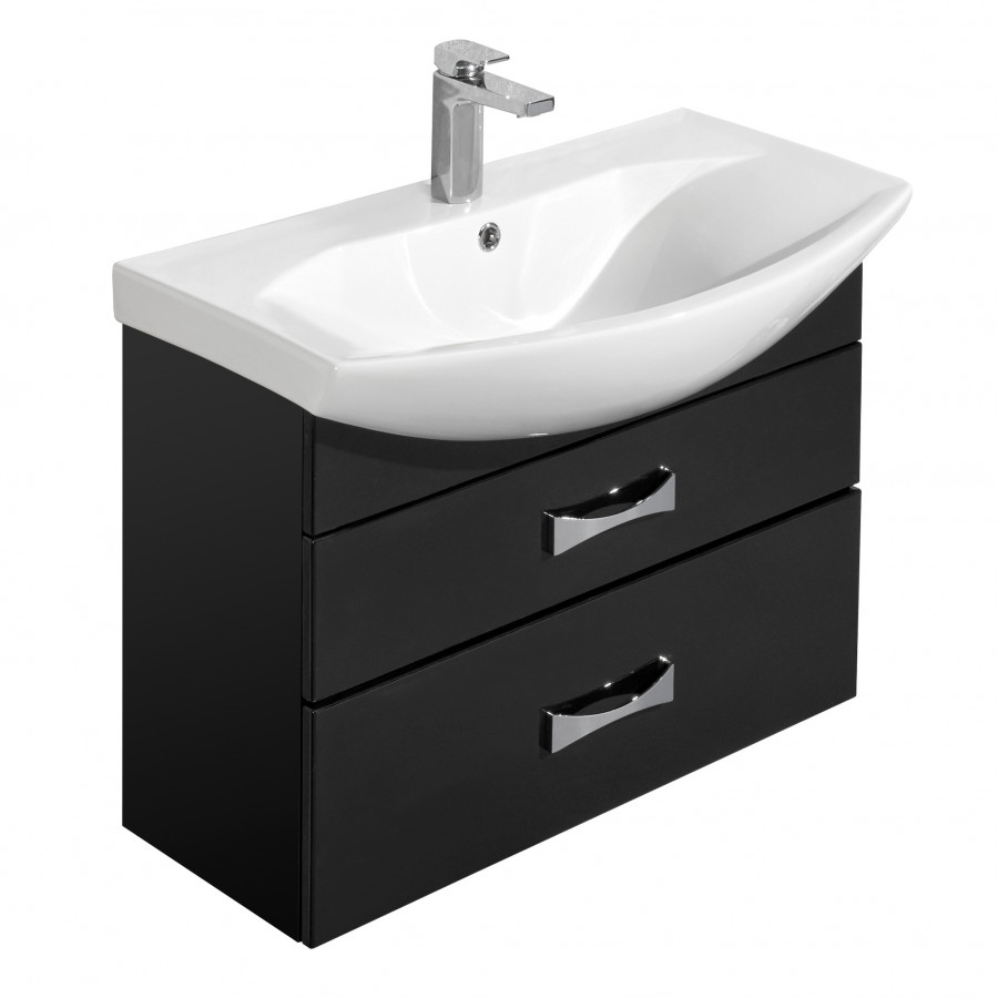 Тумба подвесная Акватон Адель 80 под умывальник Santek Smile 80, черный - фото1