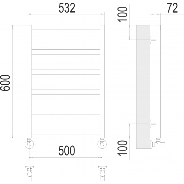 Полотенцесушитель Terminus «Аврора» П6 500х600 фото-3