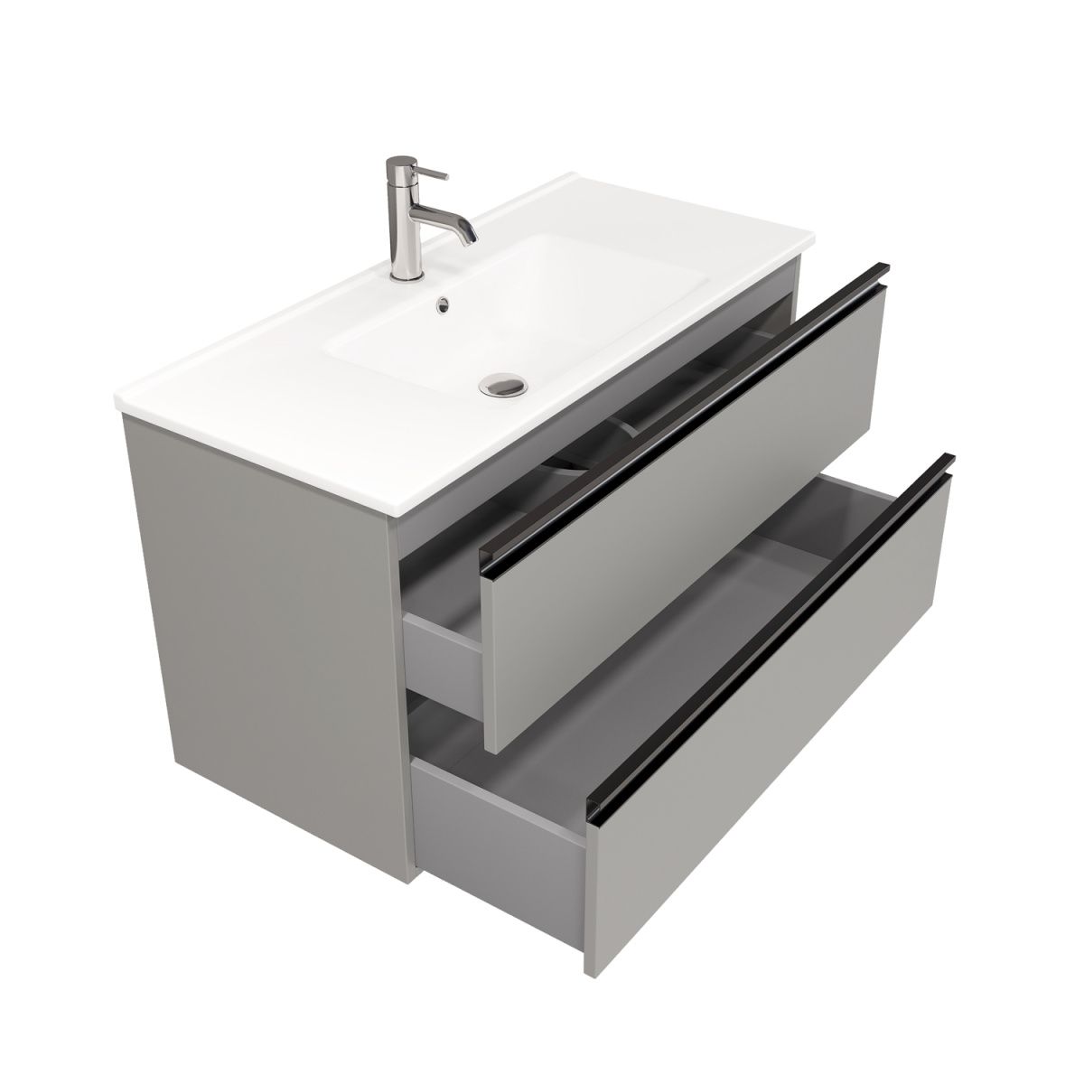 Тумба подвесная Laparet Felis 100 под умывальник CeraStyle Arte 100, матовая сталь фото-3