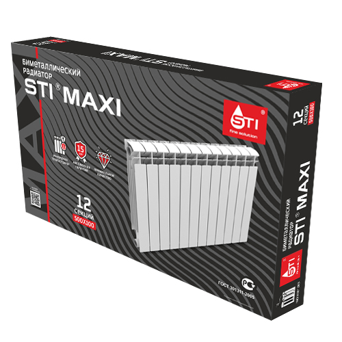 Биметаллический радиатор STI MAXI 500/100 12 сек. фото-3