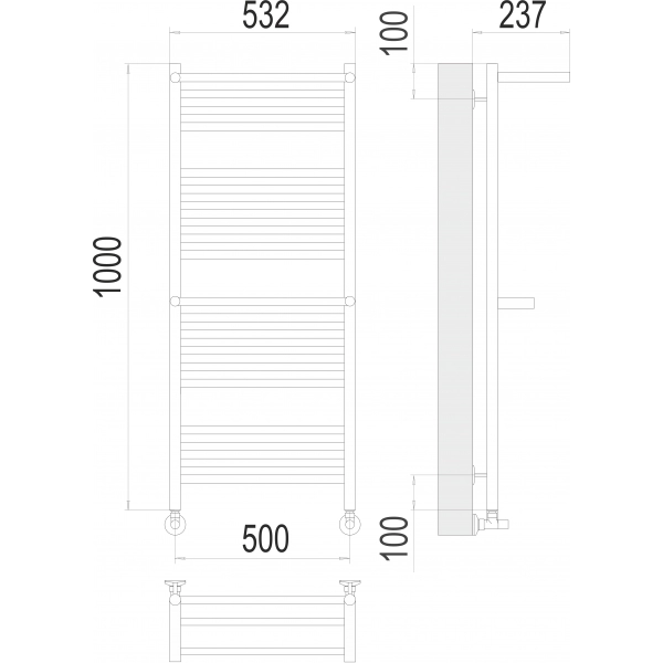 Полотенцесушитель Terminus «Аврора с 2-мя/п» П20 500х1000, Белый - фото2
