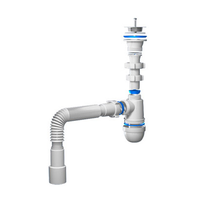 S0115 Сифон для умывальника 1½"х40 с гофротрубой 40х40-50 - фото