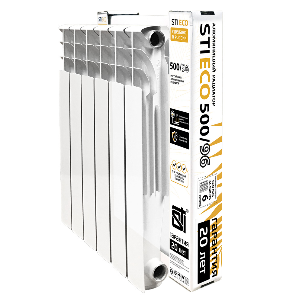Алюминиевый радиатор STI ECO RUS AL 500/96 6 сек. - фото1 Алюминиевый радиатор STI ECO RUS AL 500/96 6 сек. - фото1