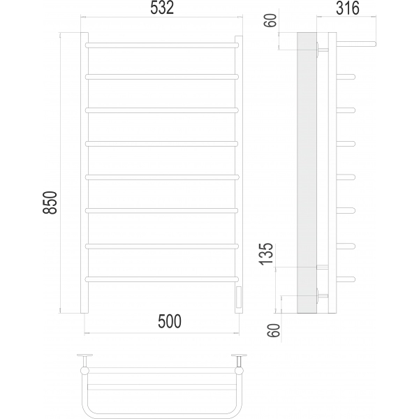 Полотенцесушитель Terminus Полка П8 500х850 электро фото-3