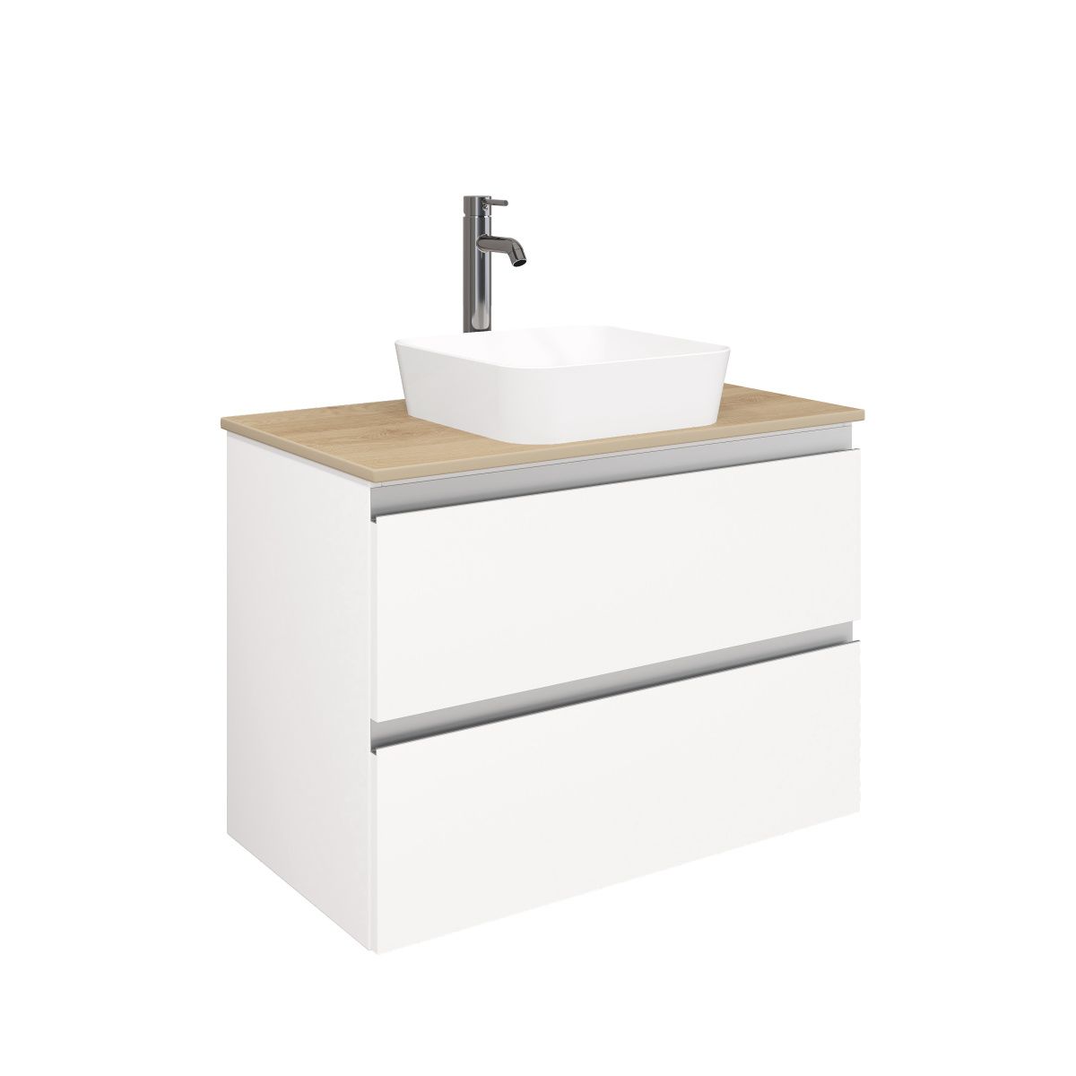 Тумба подвесная Laparet Electra 80 со столешницей, ультра белый глянец/дуб Каселла - фото1 Тумба подвесная Laparet Electra 80 со столешницей, ультра белый глянец/дуб Каселла - фото1