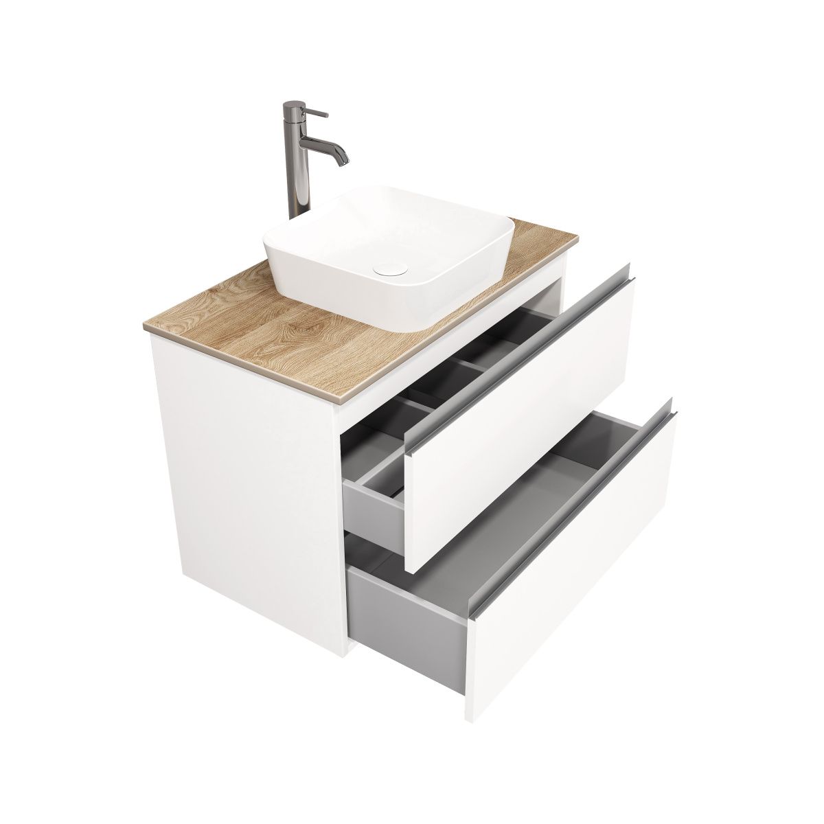 Тумба подвесная Laparet Electra 80 со столешницей, ультра белый глянец/дуб Каселла фото-3 Тумба подвесная Laparet Electra 80 со столешницей, ультра белый глянец/дуб Каселла фото-3