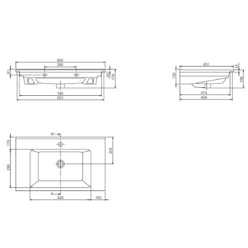 Умывальник CeraStyle Arte 85 белый - фото2