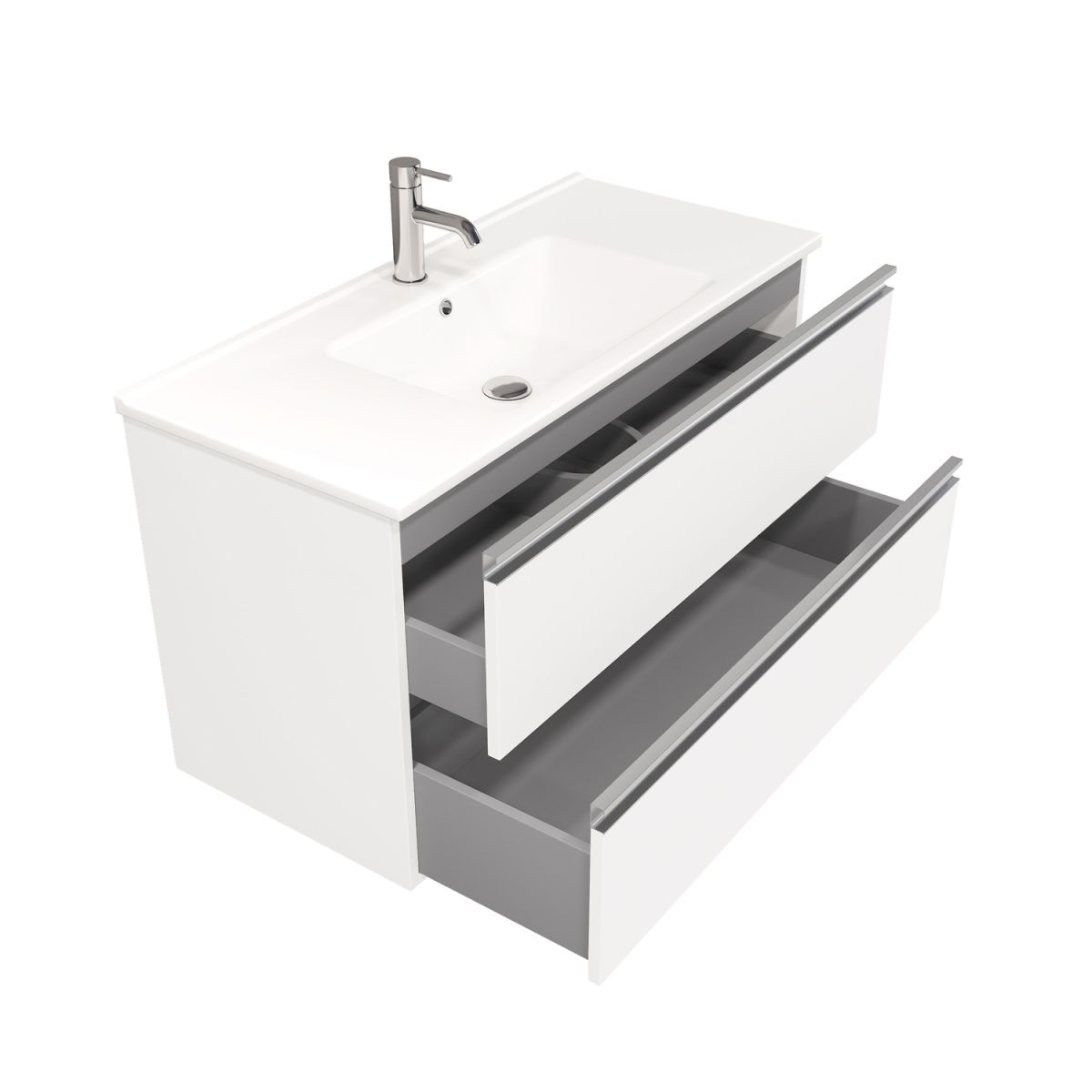 Тумба подвесная Laparet Felis 100 под умывальник CeraStyle Arte 100, белый шёлк фото-3