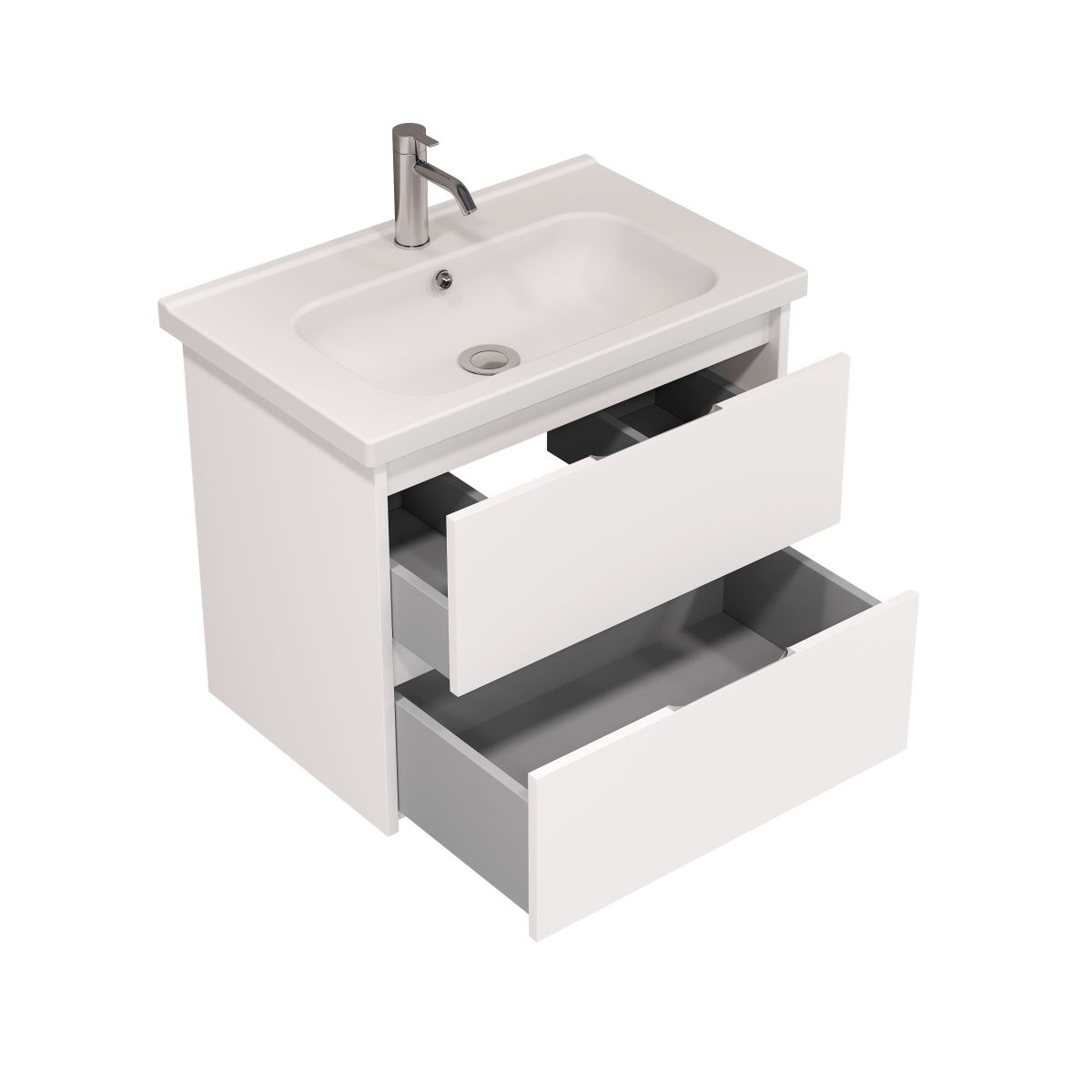 Тумба подвесная Laparet NORMA 70 под умывальник Creavit Ideal 70, белый шелк матовый фото-3