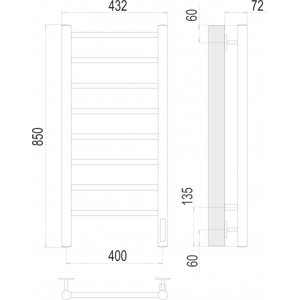 Полотенцесушитель Terminus Аврора П8 400х850 электро фото-3