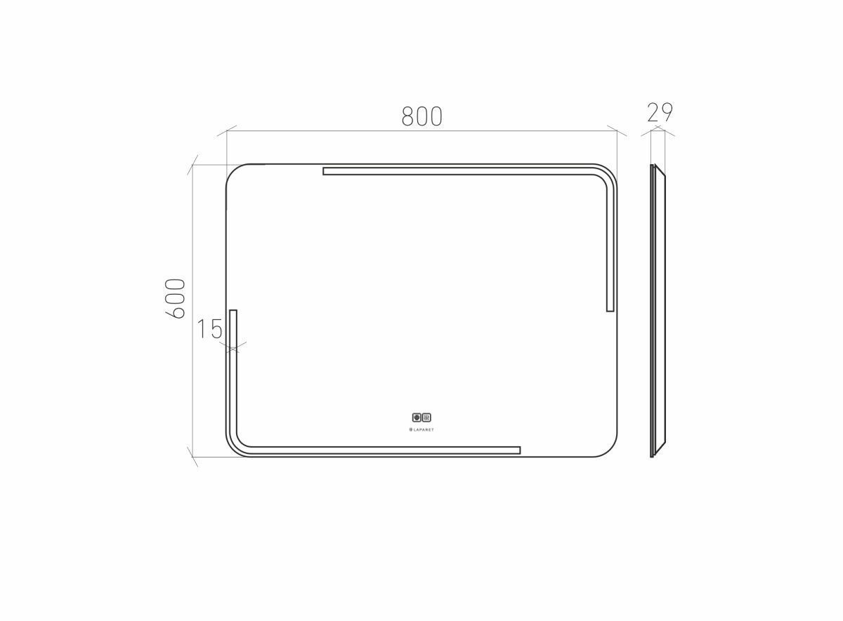 Зеркало Laparet Atlas 80х60 с LED подсветкой - фото2 Зеркало Laparet Atlas 80х60 с LED подсветкой - фото2