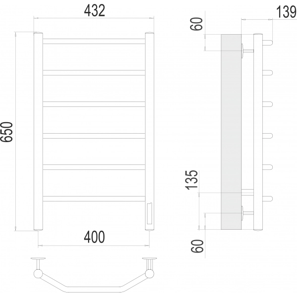 Полотенцесушитель Terminus Виктория П6 400х650 электро фото-3