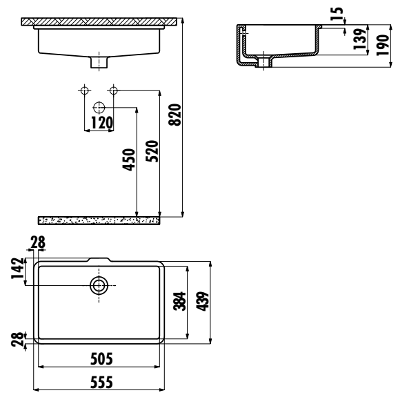 Умывальник Creavit TP 38х51 прямоугольный врезной под столешницу - фото2 Умывальник Creavit TP 38х51 прямоугольный врезной под столешницу - фото2
