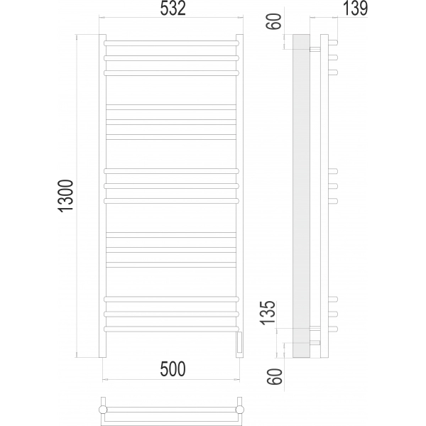 Полотенцесушитель Terminus Прато П15 500х1300 электро фото-3