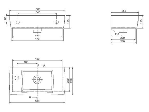 Умывальник CeraStyle City 50 правый накладной белый - фото2