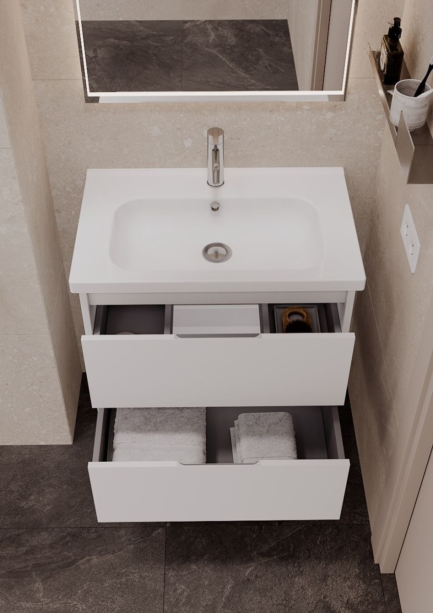 Тумба подвесная Laparet NORMA 100 под умывальник Creavit SU 100, белый шелк матовый фото-6 Тумба подвесная Laparet NORMA 100 под умывальник Creavit SU 100, белый шелк матовый фото-6