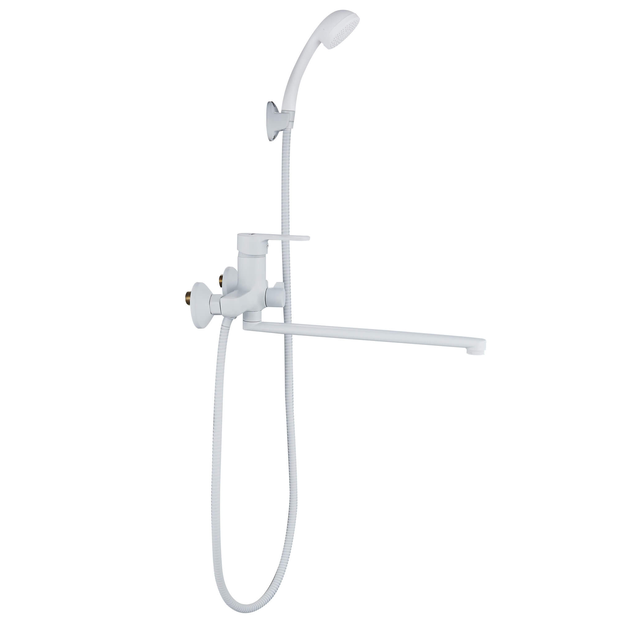 Смеситель для ванны Ligeya L9002W с душем одноручный с длинным изливом белый фото-5