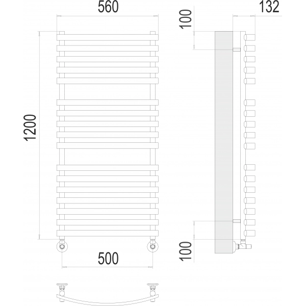 Полотенцесушитель Terminus «Капри» П17 500х1200, Хром - фото3