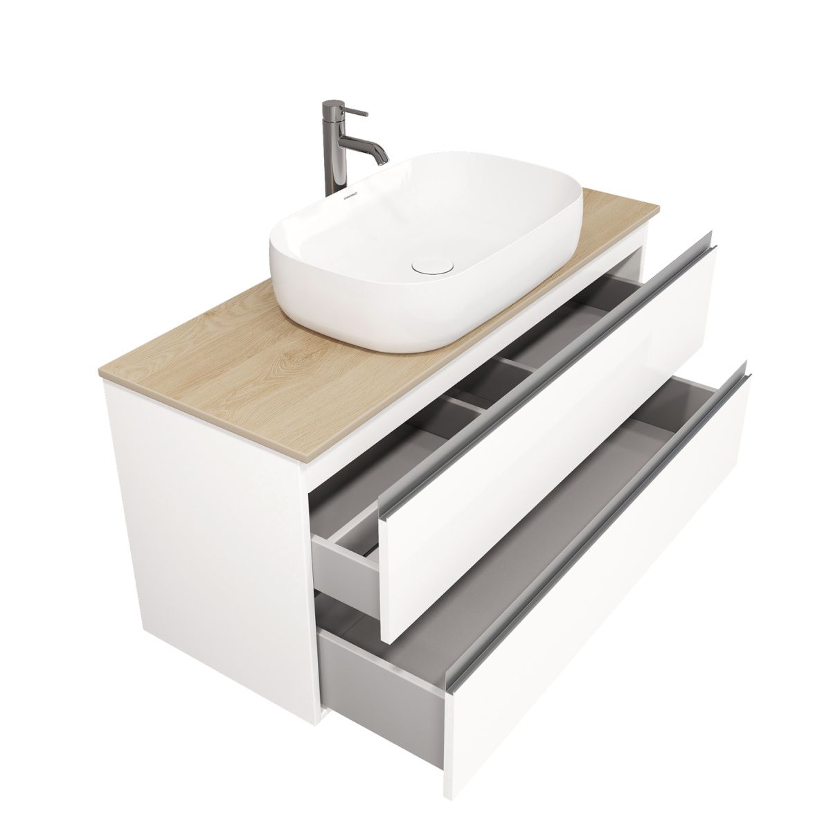 Тумба подвесная Laparet Electra 120 со столешницей, ультра белый глянец/дуб Каселла фото-3 Тумба подвесная Laparet Electra 120 со столешницей, ультра белый глянец/дуб Каселла фото-3