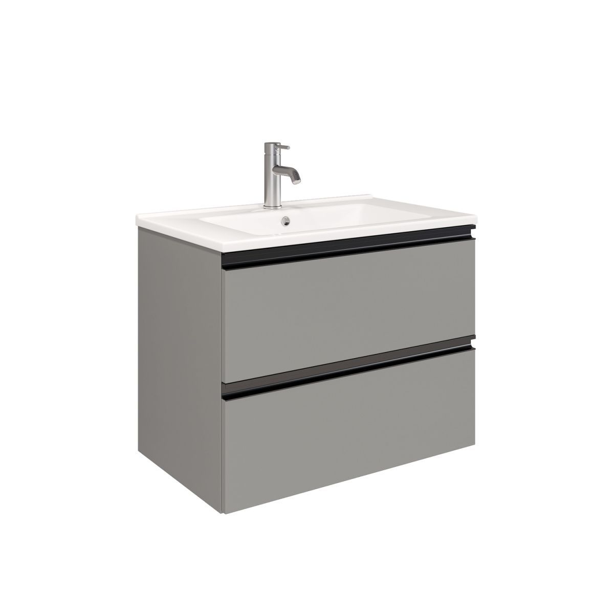 Тумба подвесная Laparet Felis 75 под умывальник CeraStyle Arte 75, матовая сталь - фото1