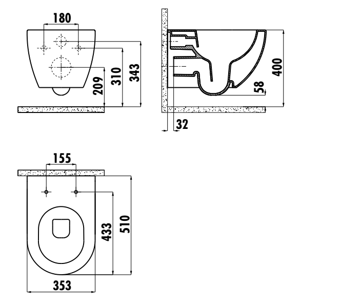 Унитаз подвесной Creavit Free безободковый, антрацит матовый, без сиденья - фото2