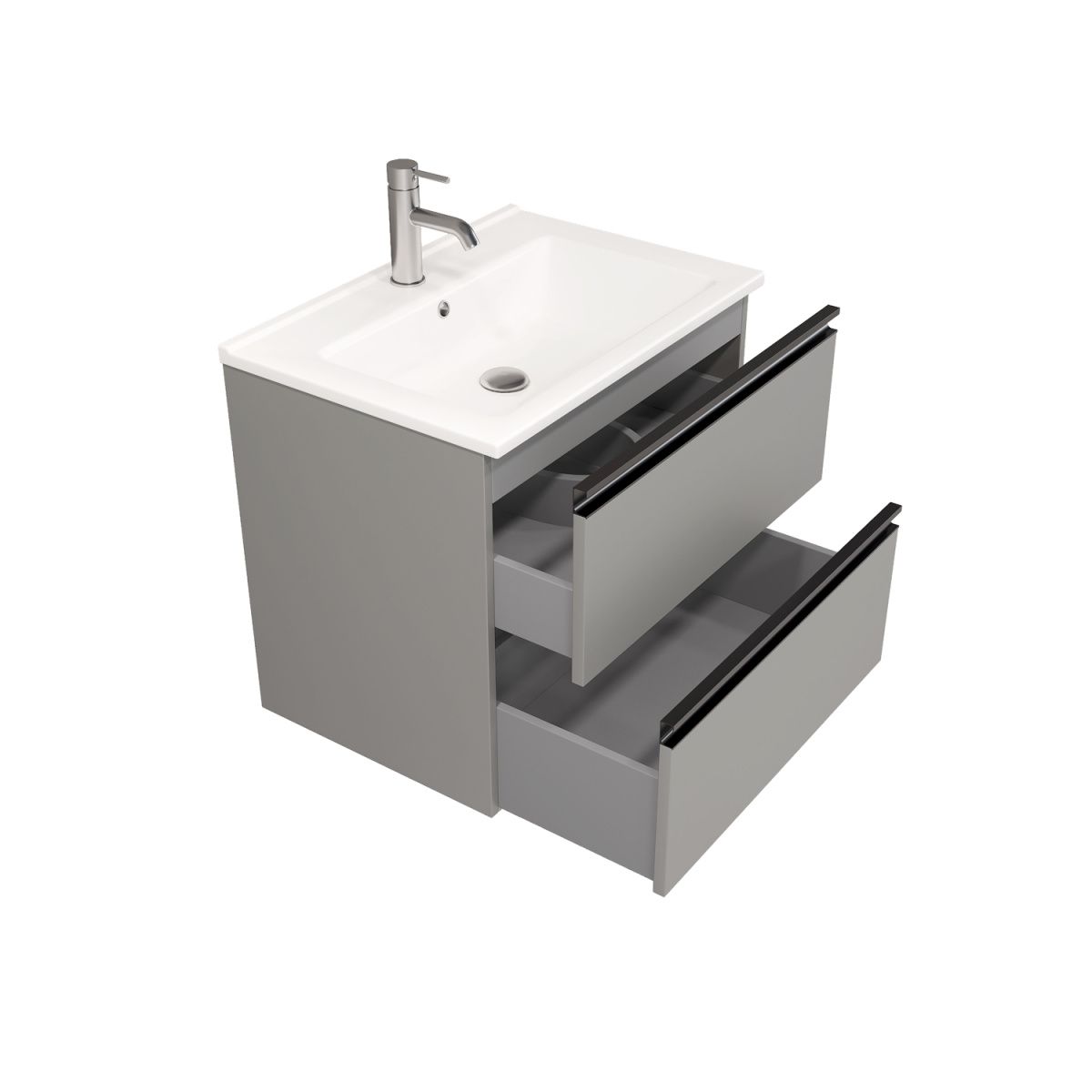 Тумба подвесная Laparet Felis 65 под умывальник CeraStyle Arte 65, матовая сталь фото-3