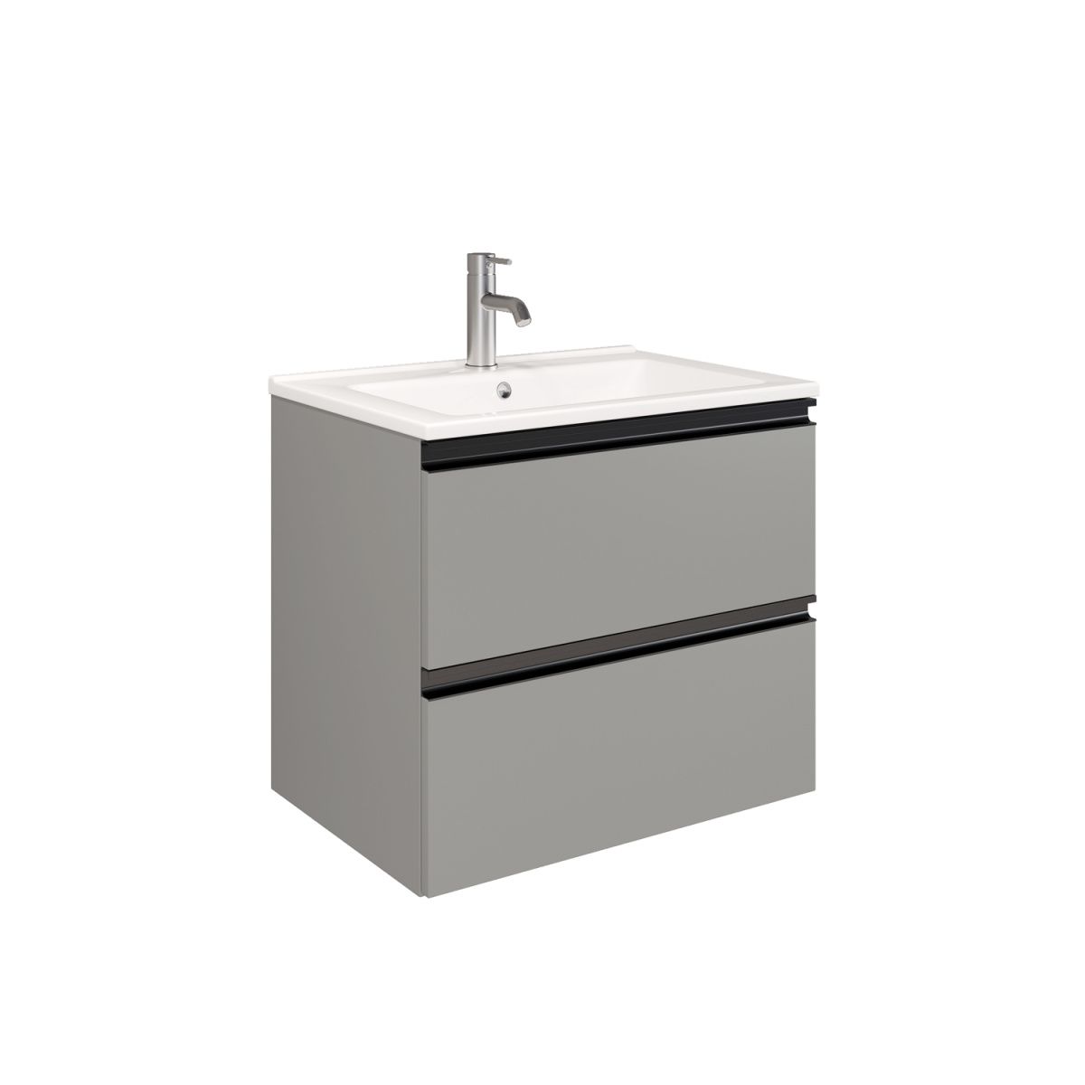 Тумба подвесная Laparet Felis 65 под умывальник CeraStyle Arte 65, матовая сталь - фото1