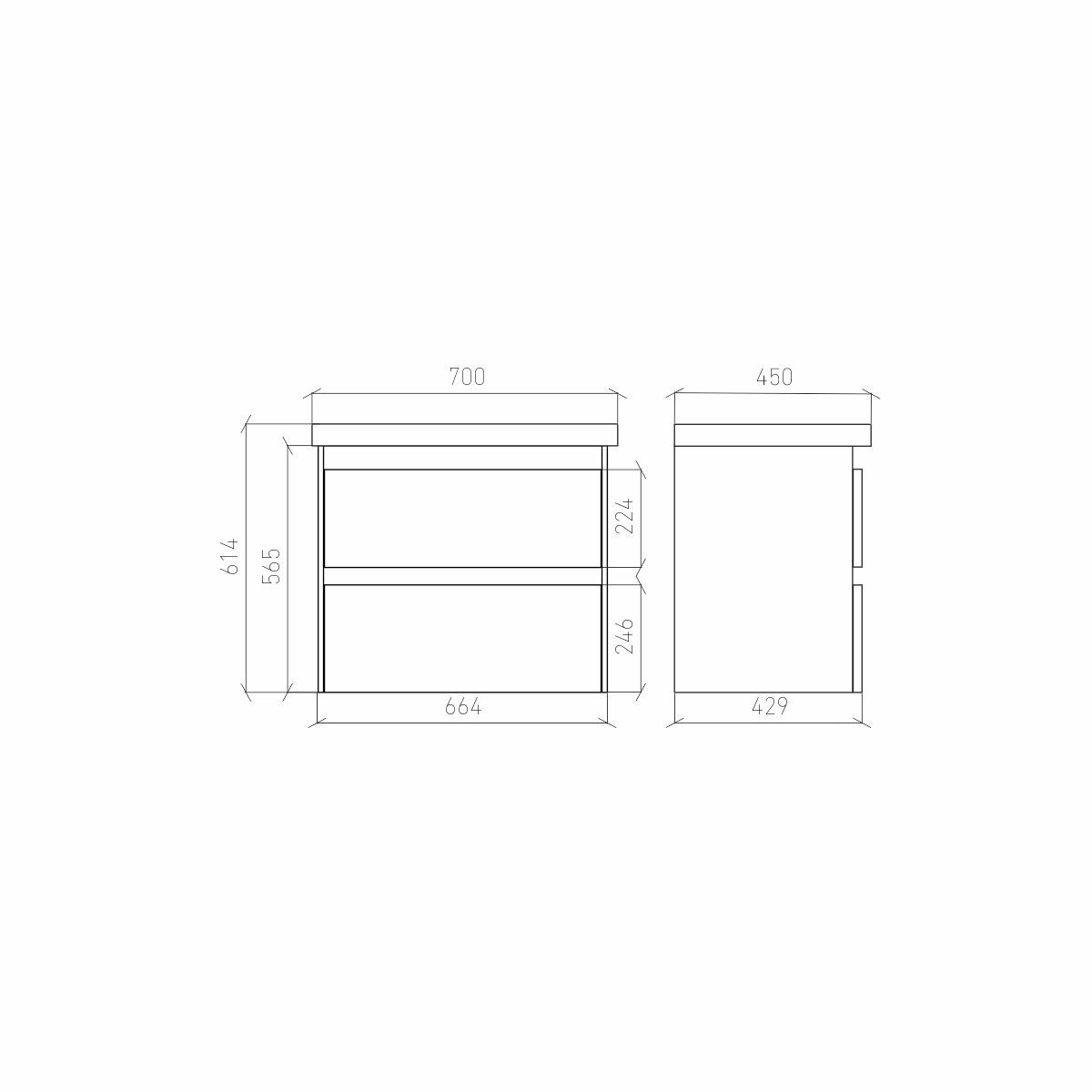 Тумба подвесная Laparet NORMA 70 под умывальник Creavit Ideal 70, белый шелк матовый фото-9