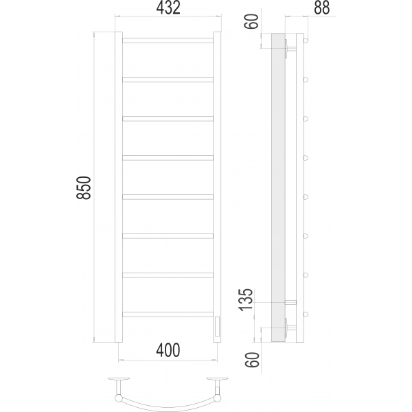 Полотенцесушитель Terminus Классик П8 400х850 электро фото-3