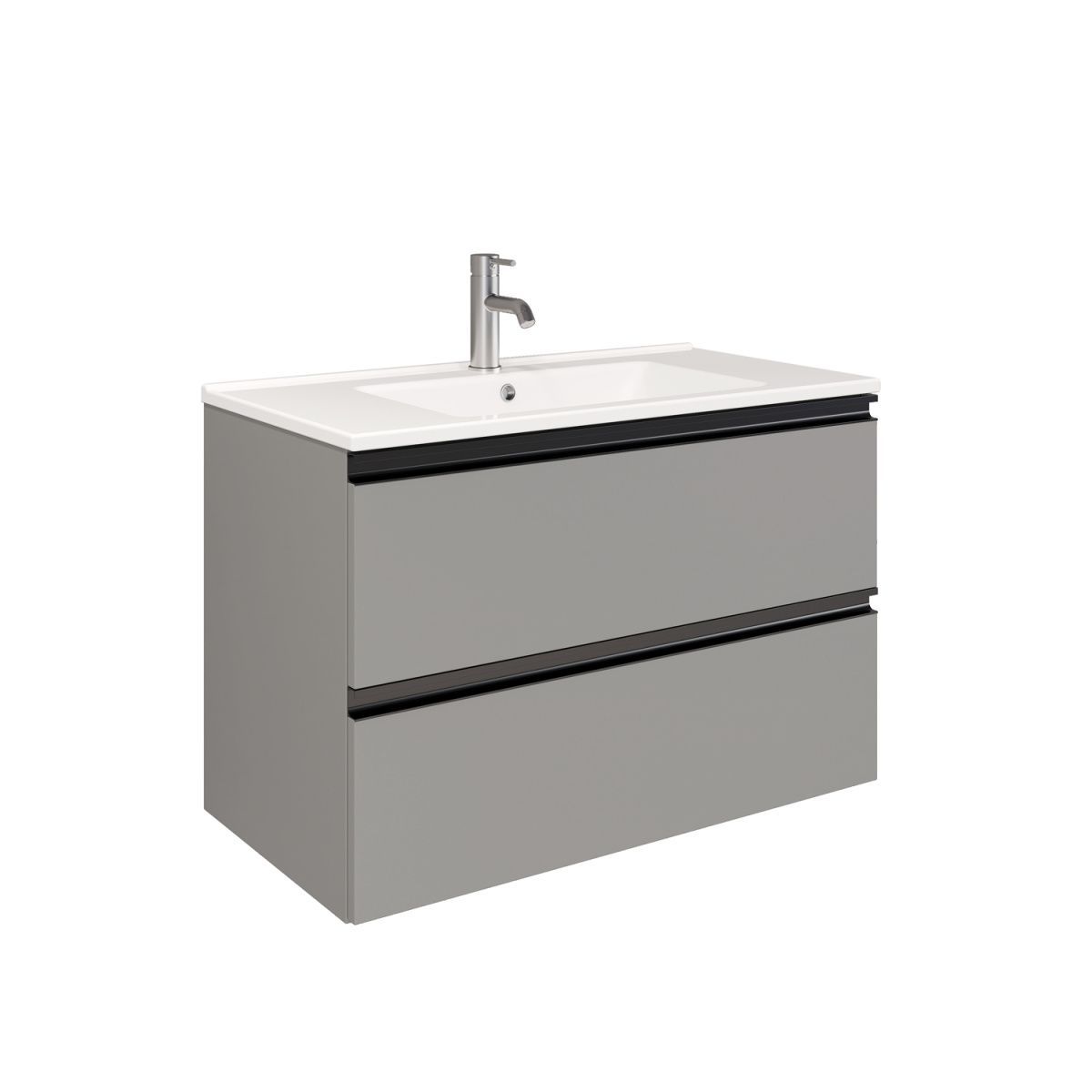 Тумба подвесная Laparet Felis 85 под умывальник CeraStyle Arte 85, матовая сталь - фото1