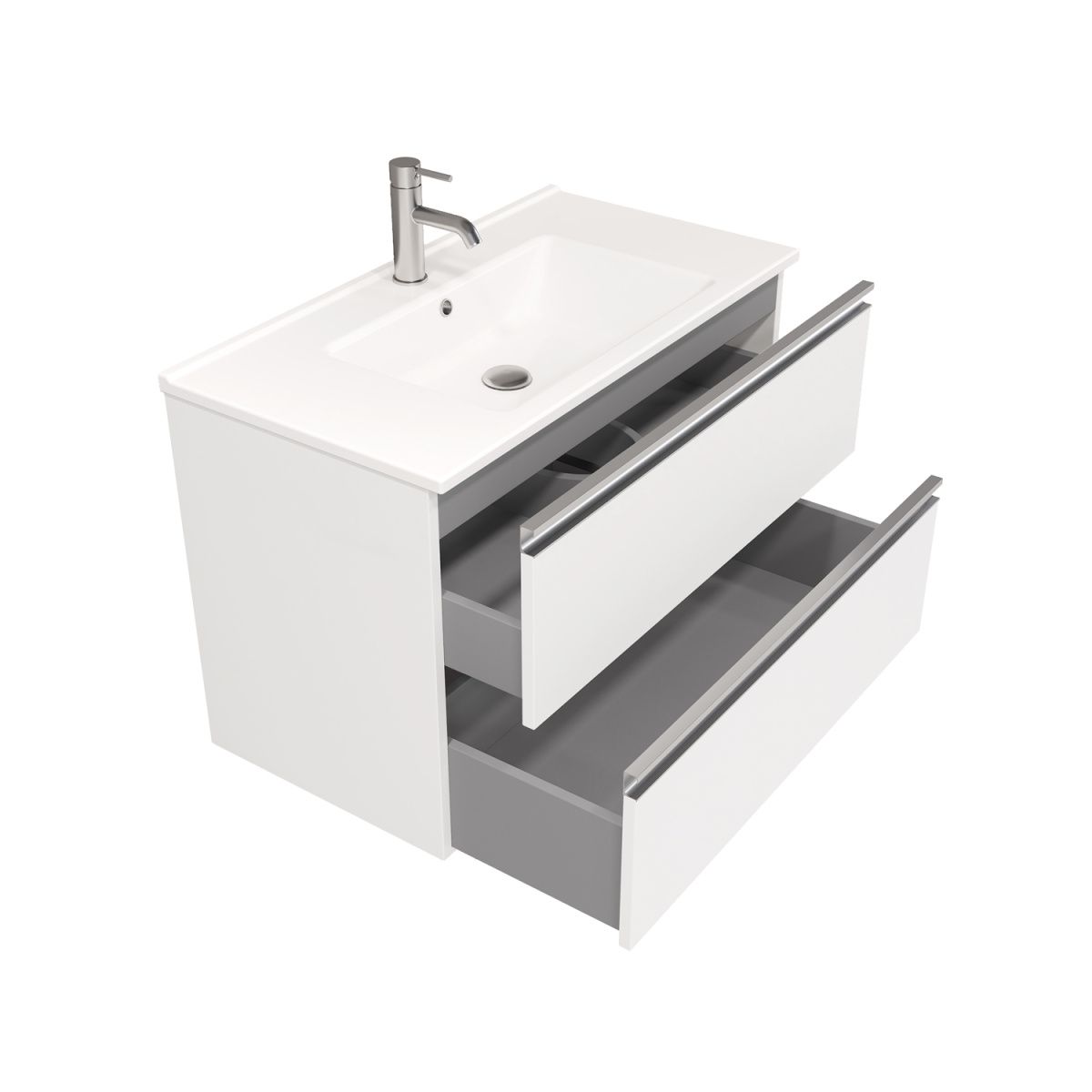 Тумба подвесная Laparet Felis 85 под умывальник CeraStyle Arte 85, белый шёлк фото-3