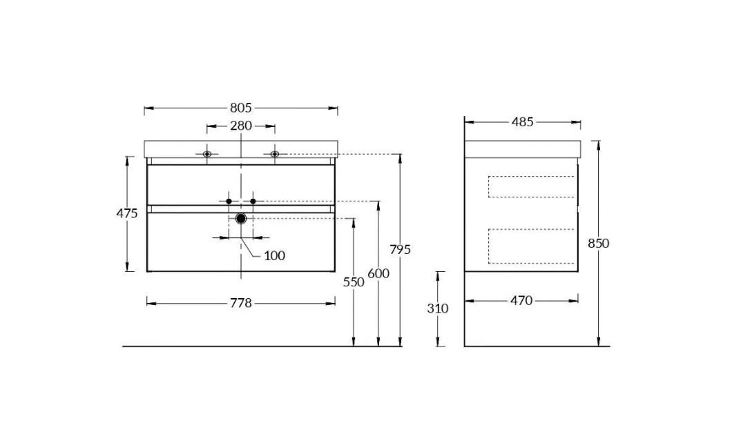 Тумба подвесная Kerama Marazzi CUBO 80 с ящиками, белая матовая фото-3