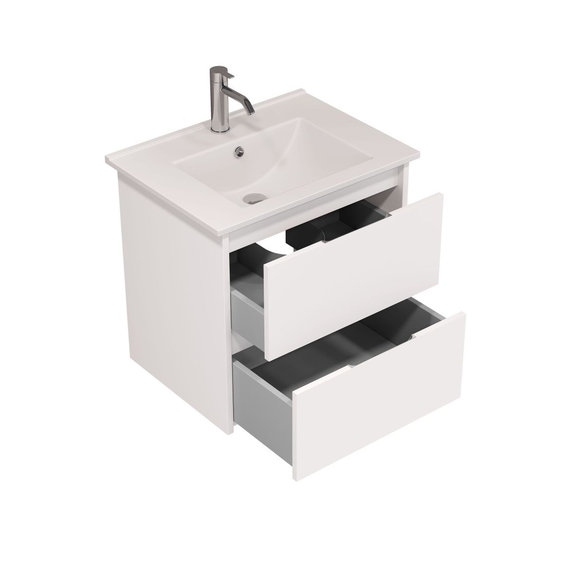 Тумба подвесная Laparet NORMA 60 под умывальник Creavit SU 60, белый шелк матовый фото-3